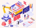 STEM Education Isometric Background