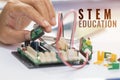 STEM Education for Learning, Electronic board for be program by robotics electronics in laboratory in school. Concept of