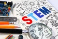 STEM education. Science Technology Engineering Mathematics. Royalty Free Stock Photo