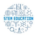 STEM Education vector blue outline round illustration