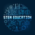 STEM Education vector concept blue linear round illustration Royalty Free Stock Photo