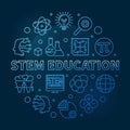 STEM Education vector outline circle shaped illustration. Science blue banner Royalty Free Stock Photo
