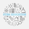 STEM Education vector round illustration in thin line style Royalty Free Stock Photo