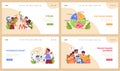 Stem education web banner or landing page set. Schoolers gaining Royalty Free Stock Photo