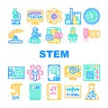 Stem Engineer Process And Science Icons Set Vector