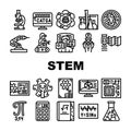 Stem Engineer Process And Science Icons Set Vector