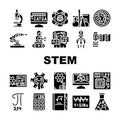 Stem Engineer Process And Science Icons Set Vector