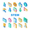 Stem Engineer Process And Science Icons Set Vector