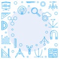 STEM learning blue vector outline frame on white background