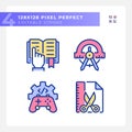 STEM related subjects pixel perfect RGB color icons set Royalty Free Stock Photo