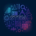 STEM round colored vector illustration in outline style Royalty Free Stock Photo