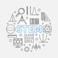 STEM round vector modern illustration in outline style Royalty Free Stock Photo