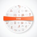 Stem science technology engineering math concept with icon concept with round or circle shape for badge