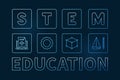 STEM Science, Technology, Engineering, Mathematics Education line blue horizontal banner - vector Illustration Royalty Free Stock Photo