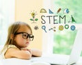 STEM text with little girl Royalty Free Stock Photo