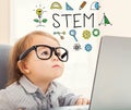 STEM text with toddler girl Royalty Free Stock Photo