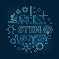 STEM vector blue linear round concept modern illustration Royalty Free Stock Photo