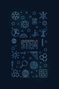 STEM vector outline vertical blue banner - Science concept modern illustration