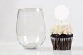 Stemless Wineglass and Cupcake Topper Mockup