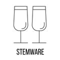 Stemware icon or logo line art style.