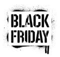 Stencil Black Friday sale inscription. Black graffiti print on white background. Vector design street art