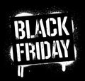 Stencil Black Friday sale inscription. White graffiti print on dark background. Vector design street art