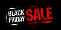 Stencil Black Friday Sale inscription. White and red graffiti print on dark background. Vector design street art