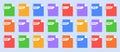 Stencil file format icons with PDF, JPG and MP3, JS and XML, DLL and SVG, CSV and PSD, PNG and DOC labels. File types with Royalty Free Stock Photo
