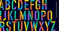 Stencil font. Colorful condensed alphabet and line font