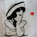 Stencil Graffiti Girl, Prague Royalty Free Stock Photo