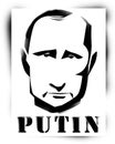 Stencil portrait of Vladimir Putin, president of Russian federation