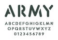 Stencil letters and numbers set. Spray paint stencil template, simple military style alphabet. Font for messages on wall
