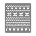 Stencil for painting with nordic traditional seamless pattern. Norway Christmas sweater with deers, hearts and snowflakes - vector