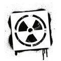 Stencil radioactive sign. Radiation hazard. Black graffiti print on white background. Vector design street art Royalty Free Stock Photo