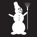 Stencil snowman with broom Royalty Free Stock Photo