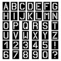 Stencil square font alphabet number