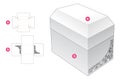 Stenciled box with chest shaped lid die cut template and 3D mockup