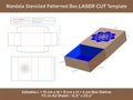 Stenciled patterned box, mandala Laser Cut Dieline Template Royalty Free Stock Photo