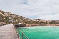 Stenhouse Bay Jetty with old gypsum mine, Inneston Park, South Australia Royalty Free Stock Photo