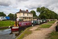 A narrow boat enters the lock at Stenson, Derby