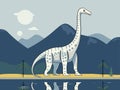 Illustration of Brachiosaurus in Prehistoric Landscape