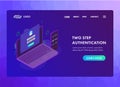 2-step authentication concept. Two steps 2FA Verification password code. Isometric laptop and smartphone with authentication login Royalty Free Stock Photo