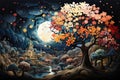 Enchanted Autumn: Designing with Whimsical Maple Tree to Capture Thanksgiving\'s Essence AI Generated Illustration