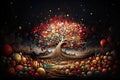 Enchanted Autumn: Designing with Whimsical Maple Tree to Capture Thanksgiving\'s Essence AI Generated Illustration