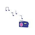 Music on Air: Vector Illustration of a Radio Playing Melodies