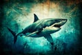 A Grim Reminder of the Oceans Power Vintage Shark Warning Poster from the Jaws Era Royalty Free Stock Photo