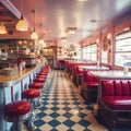 Step Back in Time: Nostalgic Retro Diner with Vintage 1950s American Dining. Generative AI