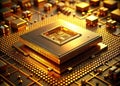 A Golden Age of Computing A Detailed 3D Rendering of a Vintage CPU Showcasing Retro Technologys Elegance and Royalty Free Stock Photo