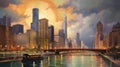 Nostalgic Chicago: Captivating Impressionistic Cityscape from the Jazz Age