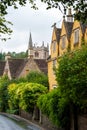 Quaint village with well preserved masonry houses dated back to 14 century in Cotswold`s in England, UK Royalty Free Stock Photo